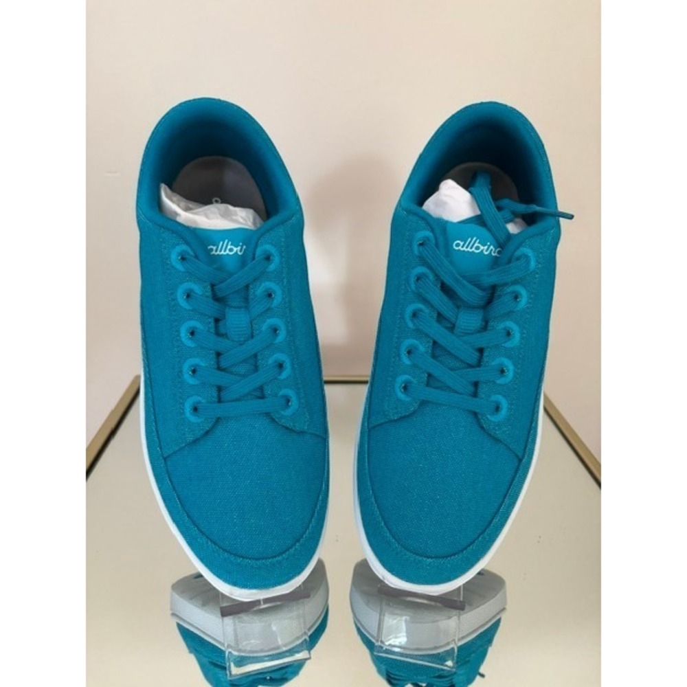 Allbirds Womens Pipers Teal Blue Organic Cotton Canvas Sneakers Size 9 NWOT